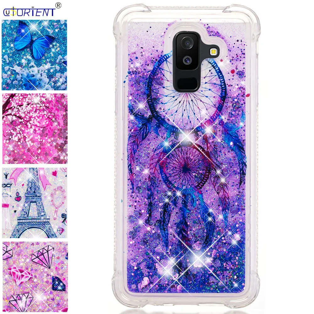 Чехол бампер для Samsung Galaxy A6 Plus J8 2018 Jean + Bling A605 J810 SM A605FN/DS J810F/DS Блестящий жидкий