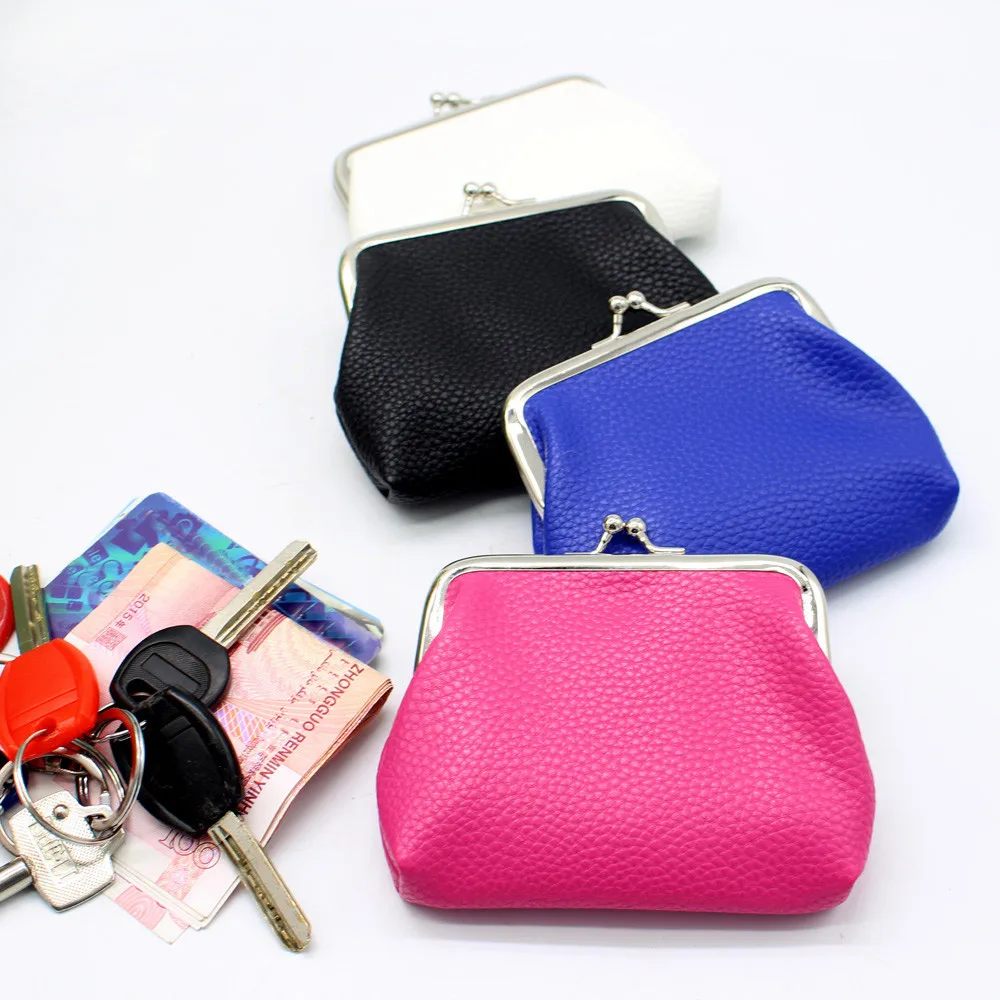 Женский кожаный кошелек для монет девушек высококачественный однотонный