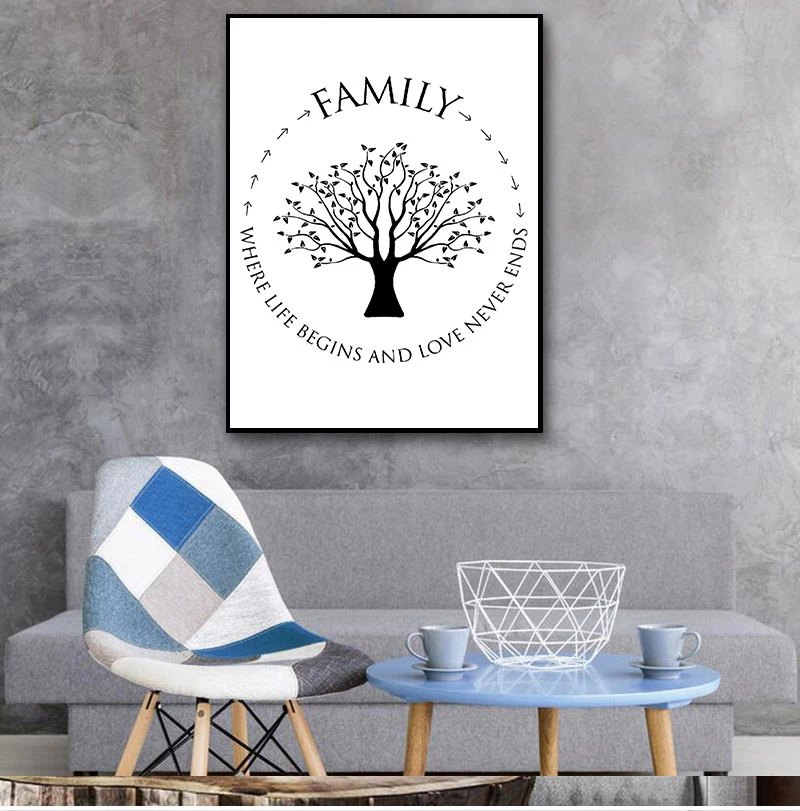 

Семейные цитаты, настенная Картина на холсте, где начинается жизнь и любовь, никогда не заканчивается, постер на дереве, печать, декор для ст...