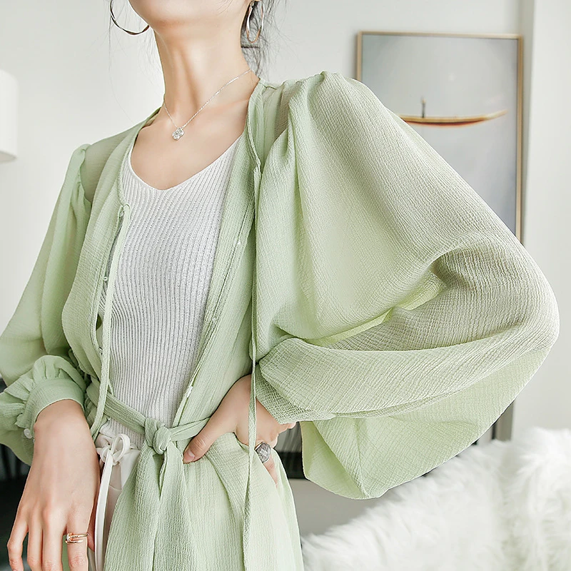 

new arrival fashion summer clothes women thin Jacket oversized casual temperament loose simple chiffon transparent jacket
