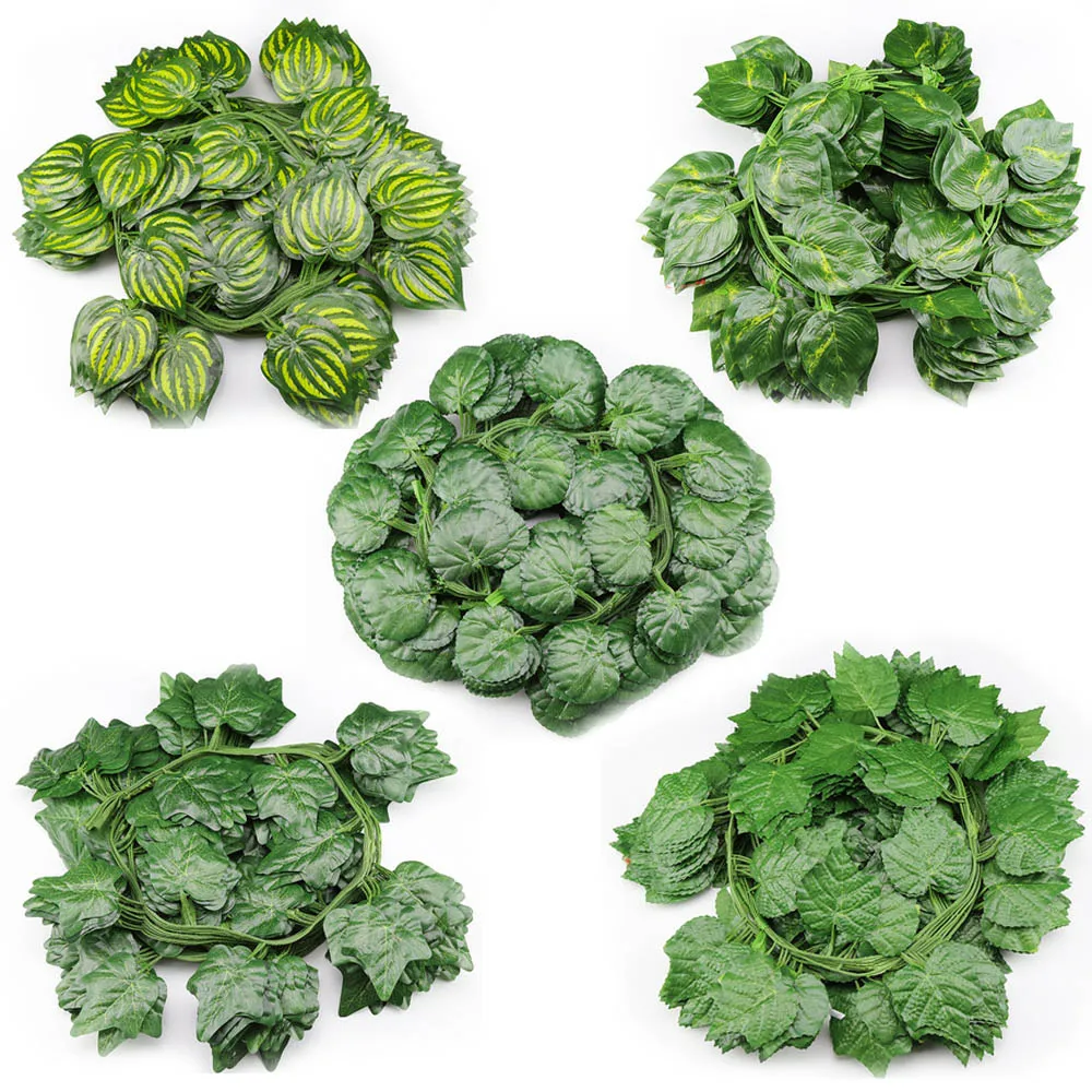 

12 Piece 36 Pcs Leaf Fake Foliage Vine Flower Wreath Garland Plants Leaf Artificial Ivy Home Decoration Green Scindapsus Creeper
