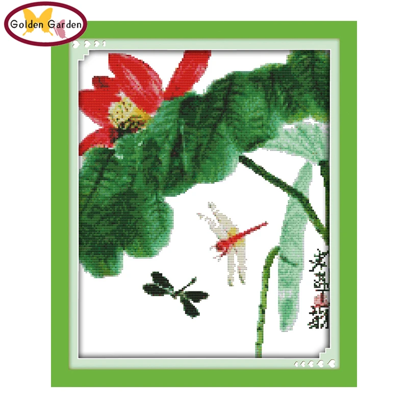

GG Lotus by Qi Baishi Cross Stitch Pattern DIY Handcraft Chinese Needlework Embroidery Kit JoySunday Cross Stitch for Home Decor