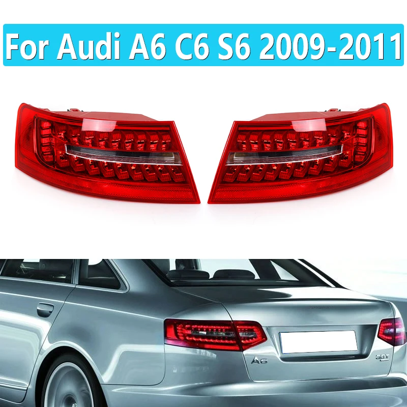 For Audi A6 C6 S6 Quattro RS6 Saloon Sedan 2009-2011 Rear LED Rear Tail LightS turn signal Stop lamp Car parts Brake light