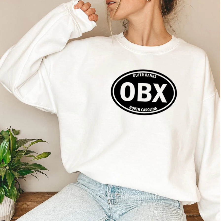 Винтажный свитшот с принтом внешних банков толстовки OBX Северная Каролина