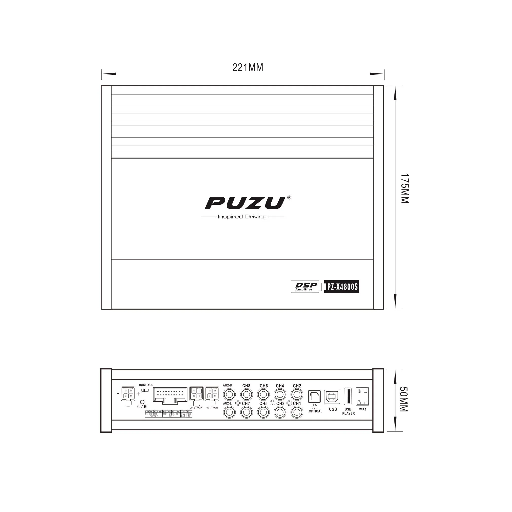$323.19 PUZU PZ-X4800S 6core 32bit 8CH with power Car Audio DSP Digital signal processor built in amplifier 8X150W support BT5.0 OPT