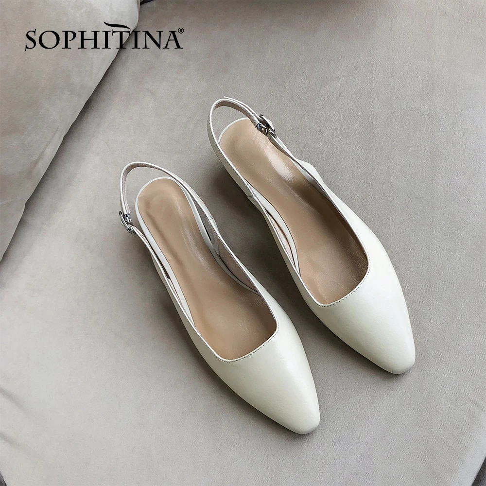 

Туфли-лодочки SOPHITINA женские на каблуке, элегантные удобные кожаные туфли с закрытым миндалевидным носком, с ремешком на пятке, для прогулок ...