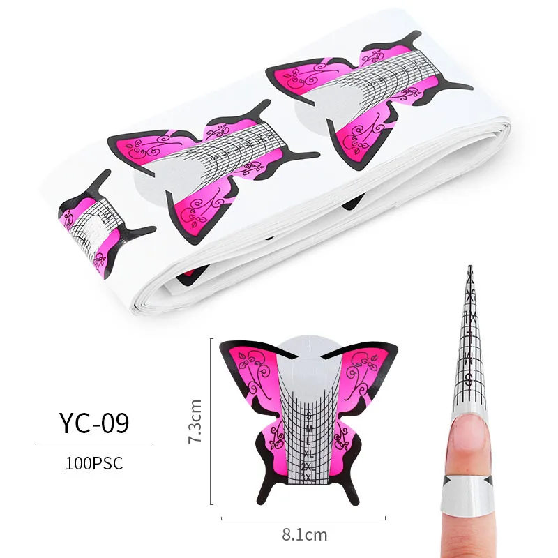 

100 Pcs/Lot French Nail Form Tips Nail Extension Art Tools 24 Designs Acrylic Curve False Nails Art DIY Guide Forms Manicure Set