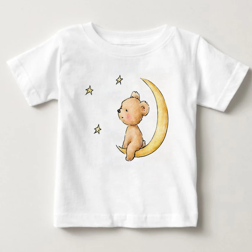 

2020 latest popular printing Teddy bear summer T-shirt Cool girls summer shirt fashion shirt cute bear Tee tops children shirt