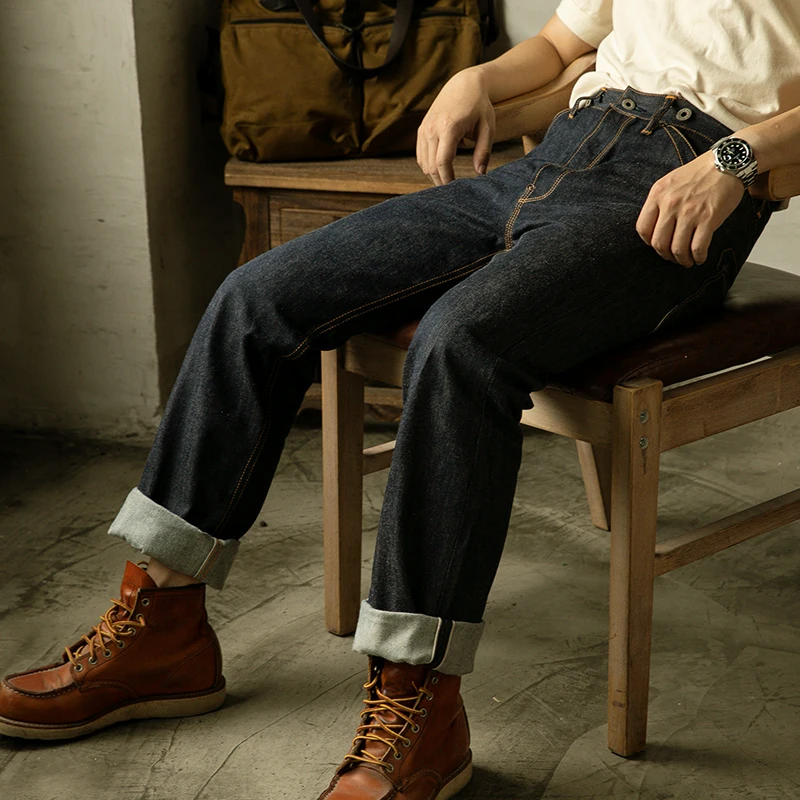 RS-0002B Read Description! Red Tornado High Waist Raw Indigo Selvage Unwashed Denim Pants Unsanforized Jean 14oz