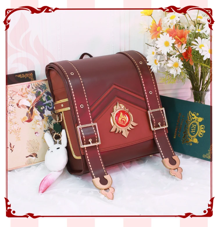 

Game Genshin Impact Klee bag backpack Mondstadt Cosplay Cute Plush Keychain Doll School Bag Pendant Cartoon Key rings Xmas Gifts