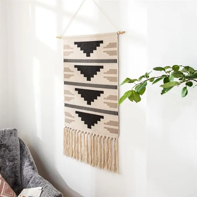 Tapestry Tassels Macrame Cotton Wall Hanging Printing Woven Backdrop Art for Christmas Bedroom Living Room Decoration Tapestry macrame wall hanging boho decor macrame tapestry woven room decoration apartment bedroom living room baby nursery gift