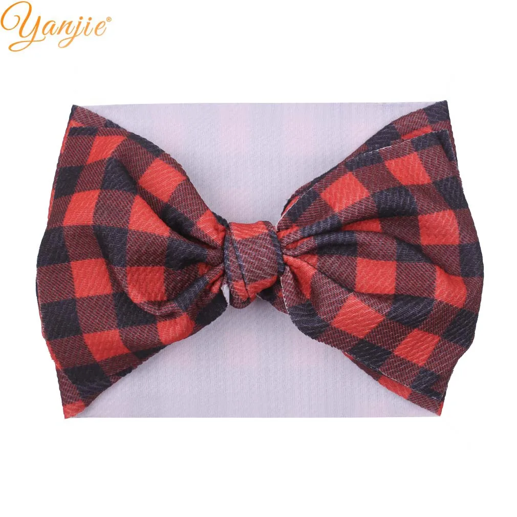 Повязка на голову с бантом для девочек тюрбан в клетку принтом сердца