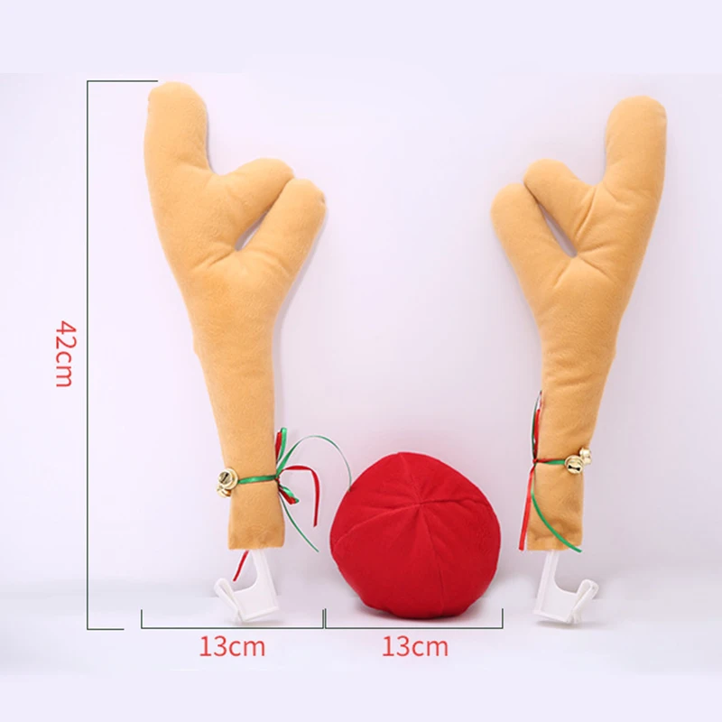 

Hot Reindeer Antlers with Bell Red Nose Ball Car Truck Christmas Decoration X66