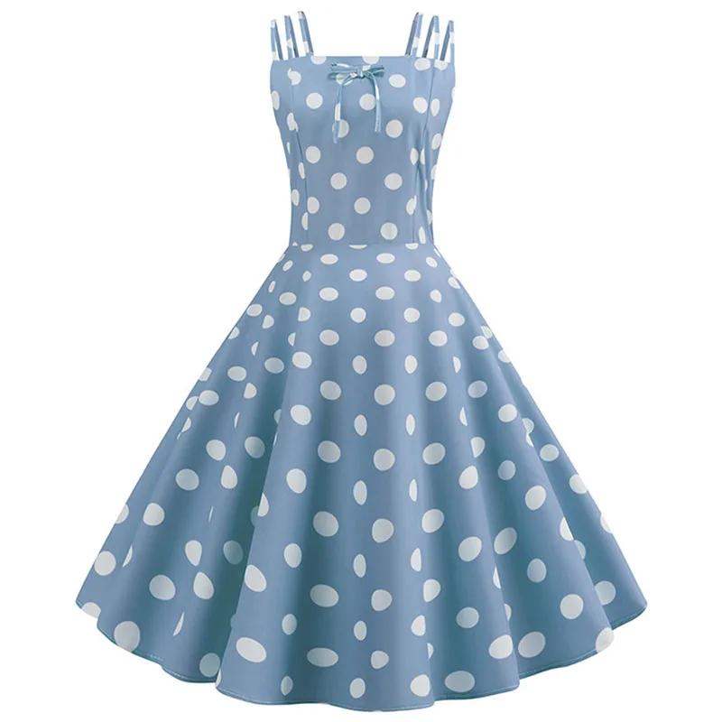 Женское винтажное платье в горошек желтое Повседневное стиле ретро с разрезами