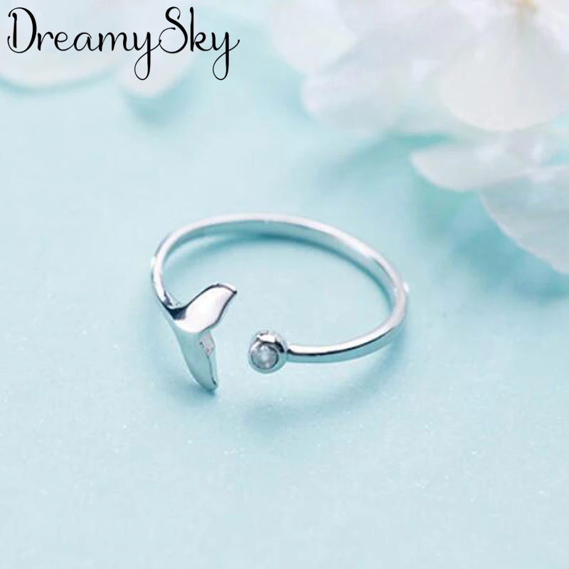 Новое поступление серебристые кольца с хвостом русалки для женщин обручальное