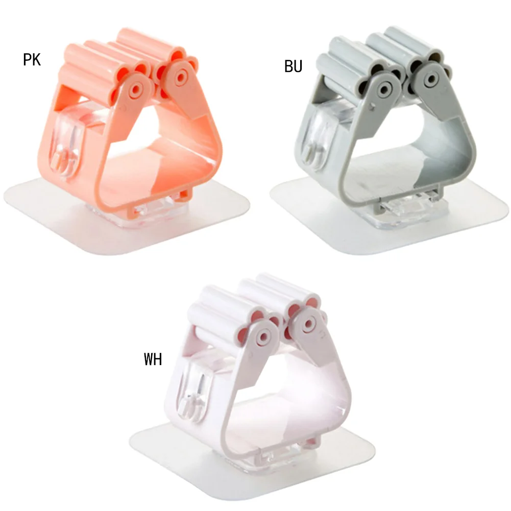 

Plastic Mop Holder Rack Waterproof Wall Sticker Suspension Mop Clamp Hook Self Adhesive Mop Clip Bathroom Storage Organizer