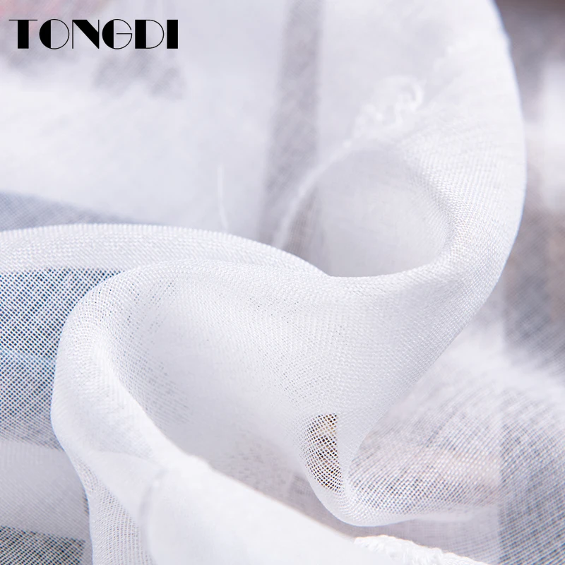 Домашние кухонные шторы TONGDI короткие яруса элегантные белые тюлевые занавески с