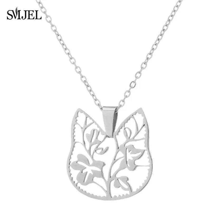 2019 ожерелье с кошкой из нержавеющей стали геометрическое в виде цветка любовь