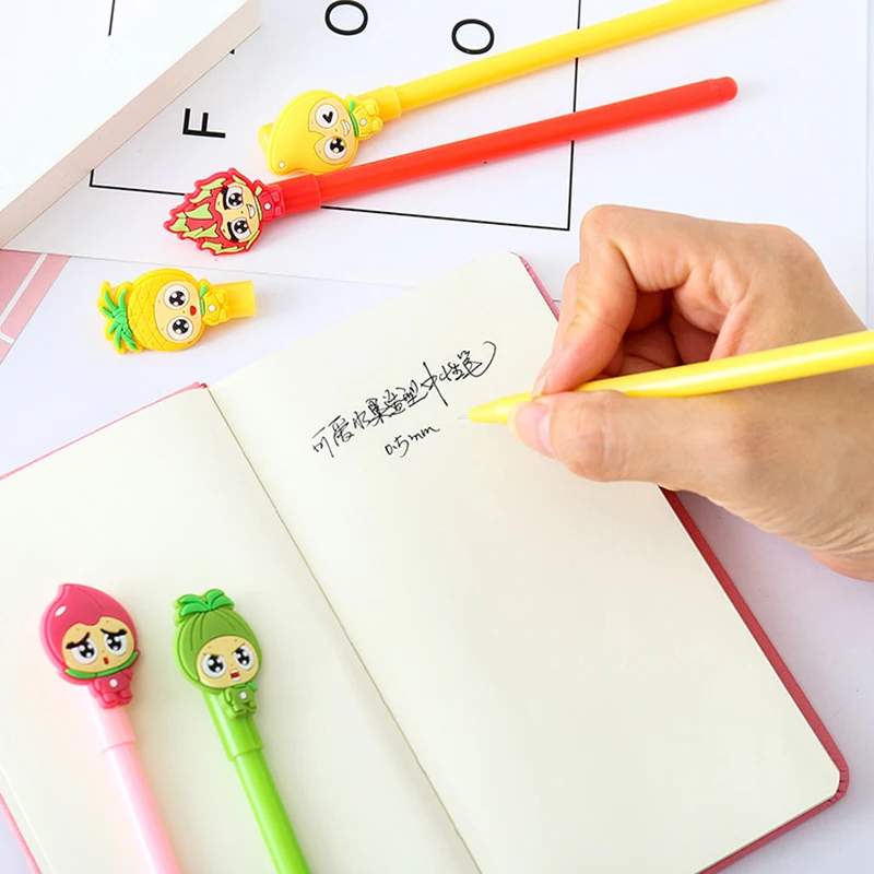 

5 Color Hot Sale Ink Pen Kawaii Fruit Gel Pen Water Pens Black 0.5mm Neutral Water Pens Office School Student Writing Stationery