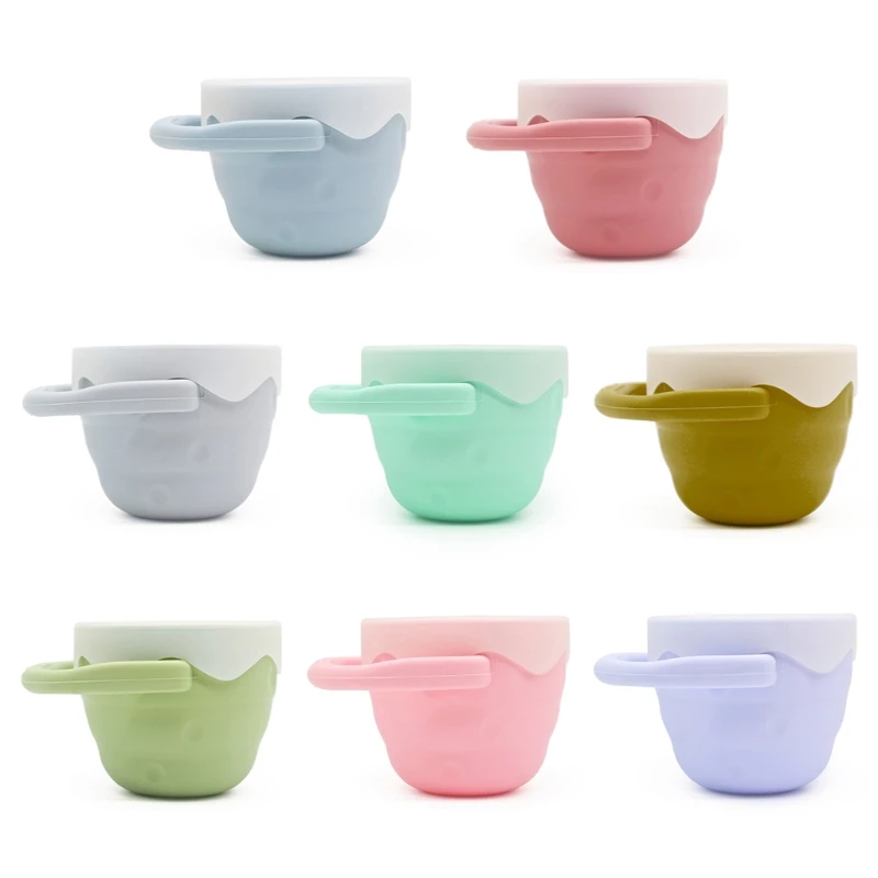 

Solid Color Baby Snack Cup Toddler Food Storage Box Silicone Snacker Lid Bowl