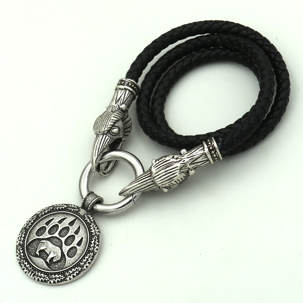 

Viking Grizzly Bear Necklace bear claw talisman men's Pendant popular wolf head Necklace