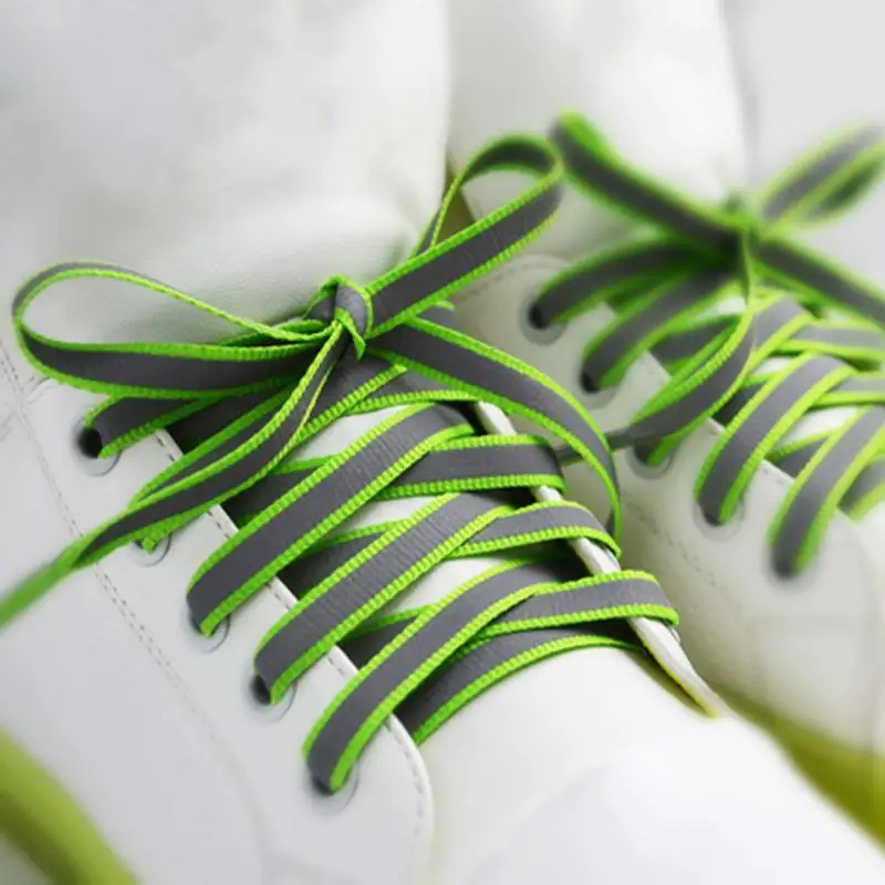 1Pair 3M Flat Reflective Shoelaces Runner Shoe laces Safety Luminous Glowing Shoelace for Unisex Sneaker Shoelaces