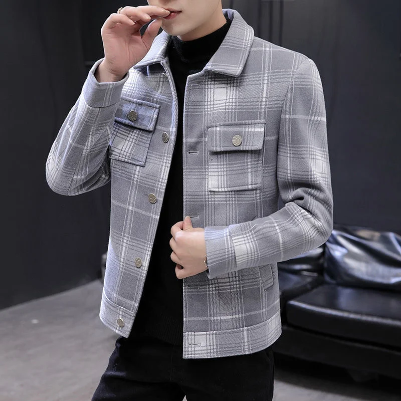 

Куртка короткая шерстяная в клетку для мужчин и женщин, приталенный Повседневный плащ из искусственной норки и бархата, верхняя одежда, O627, ...