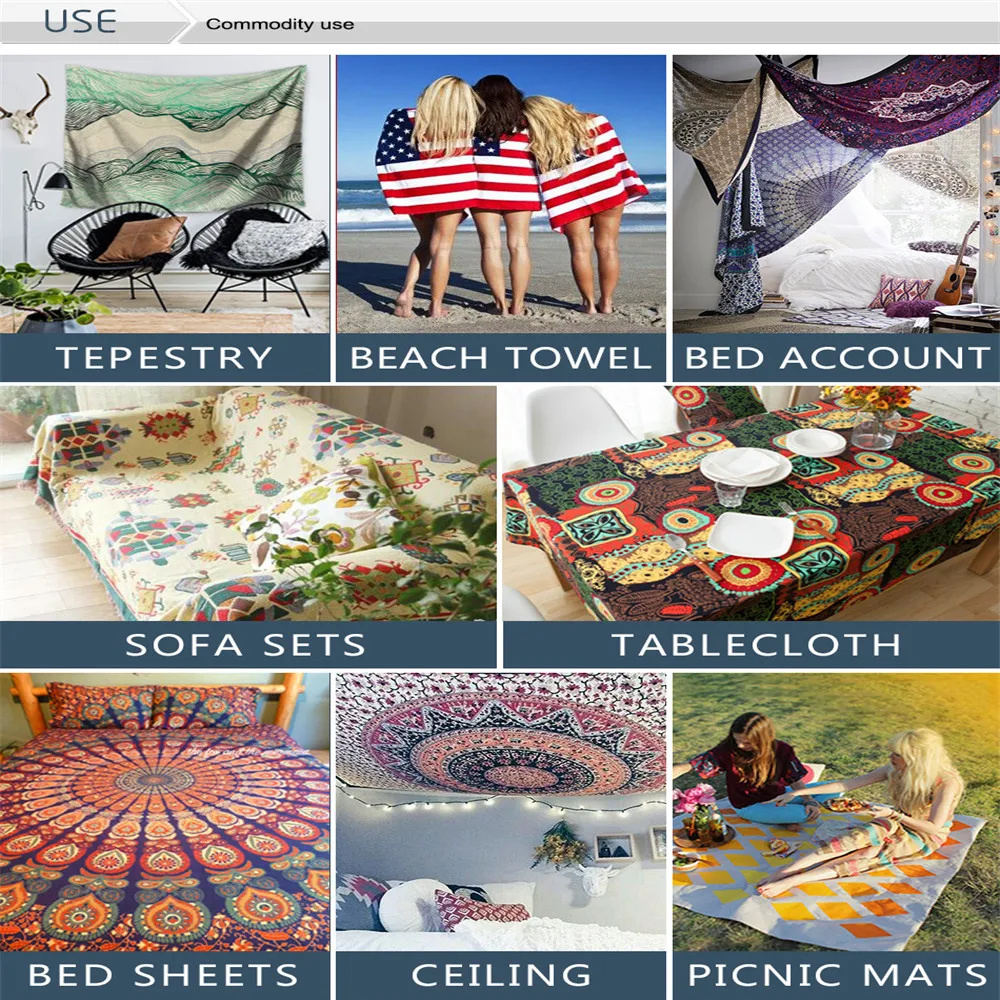 

Moon Night Tapestry Bed cover Wall Hanging Camping Large Print Fabric Galaxy decor Rectangle Home Decor Round Towel Beach
