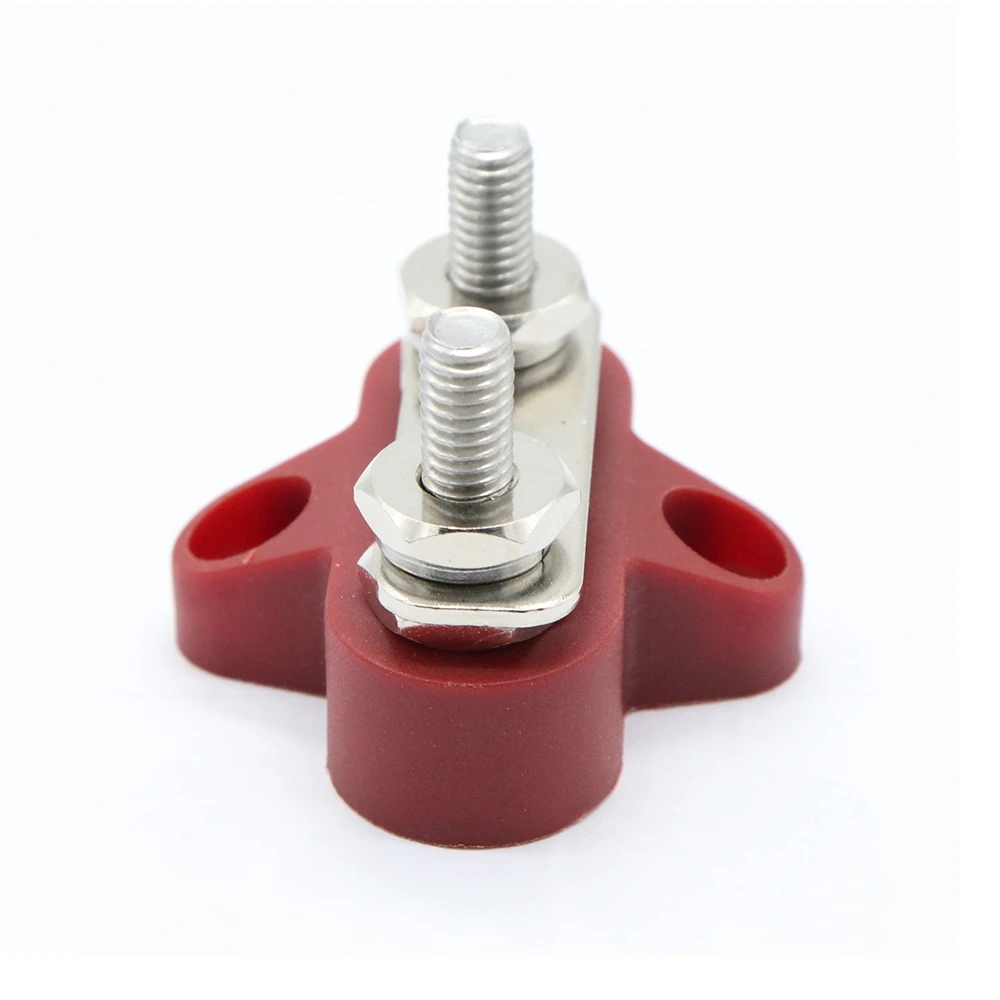 

Dual Heavy-Duty Power Terminal Blocks M6(1/4") Dual Stud Power and Ground Junction Block with Connecting Link