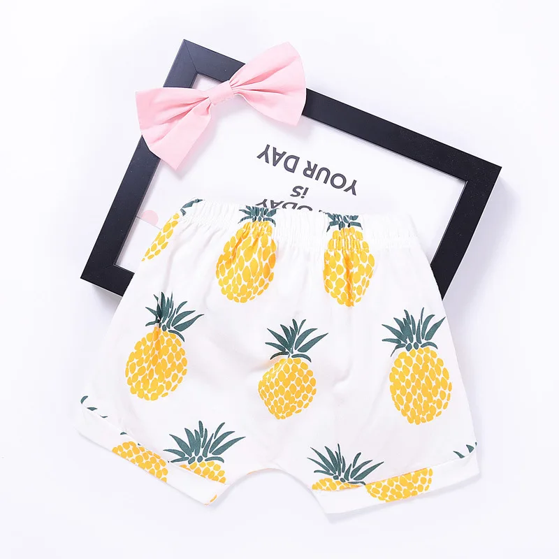 Шорты их чистого хлопка с фруктами и клубничками Детские шаровары Коллекция 2021