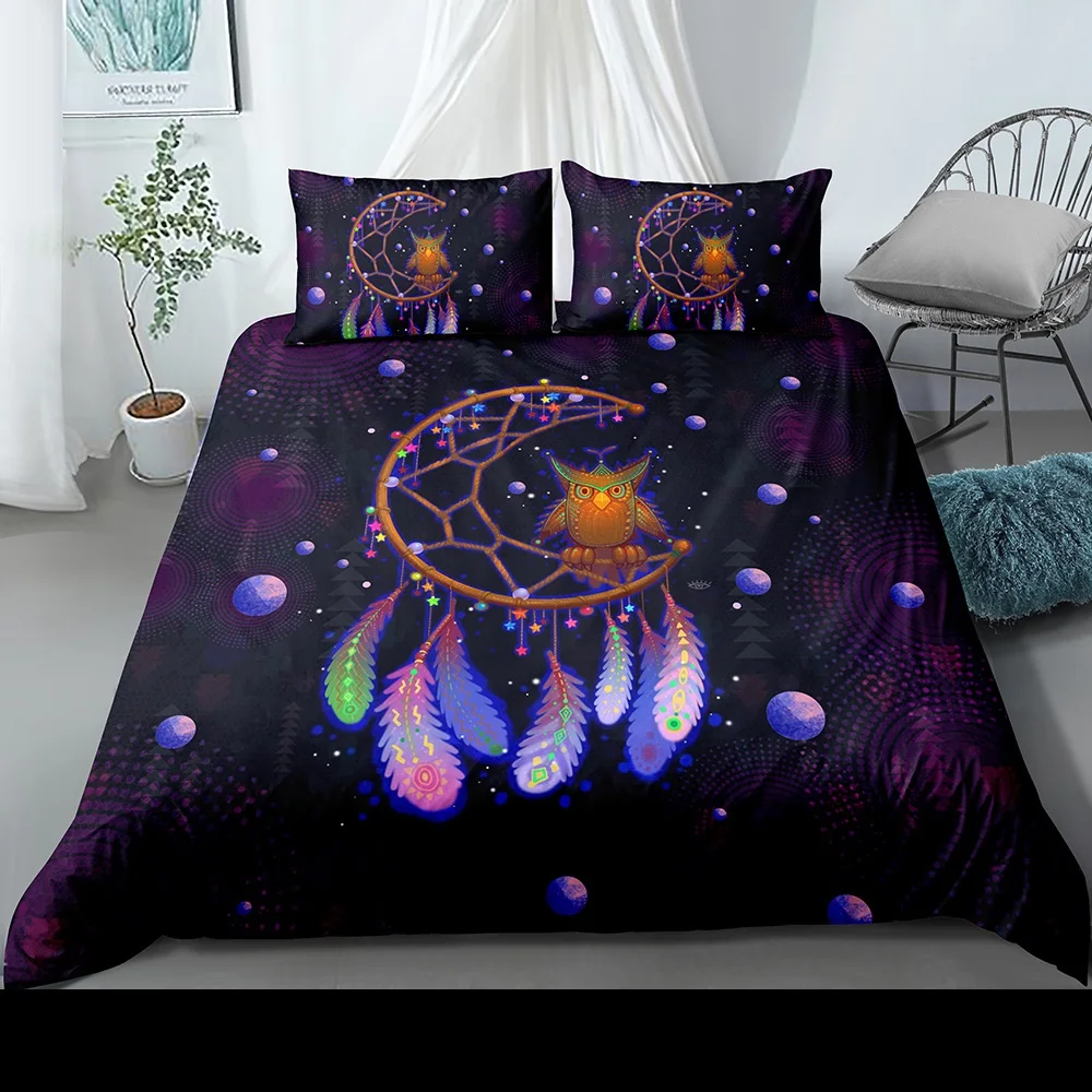 Темный Цвет мечта приманкой пододеяльник Постельное белье Мандала Bedcloth 3 шт. Queen