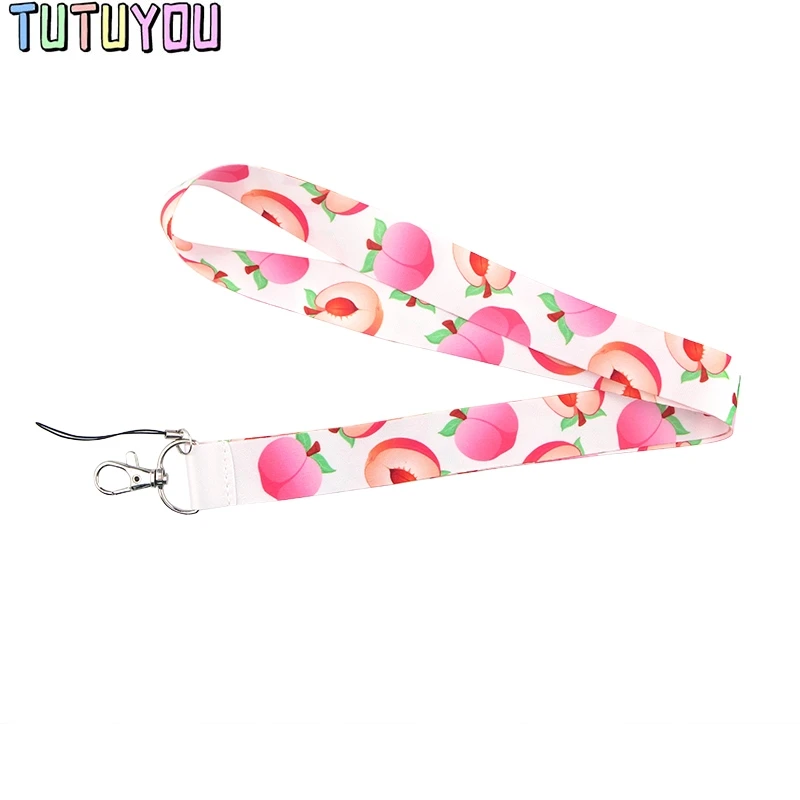 

PC387 Peach Lanyards Id Badge Holder Keychain ID Card Pass Gym Mobile Badge Holder Lanyard Key Holder