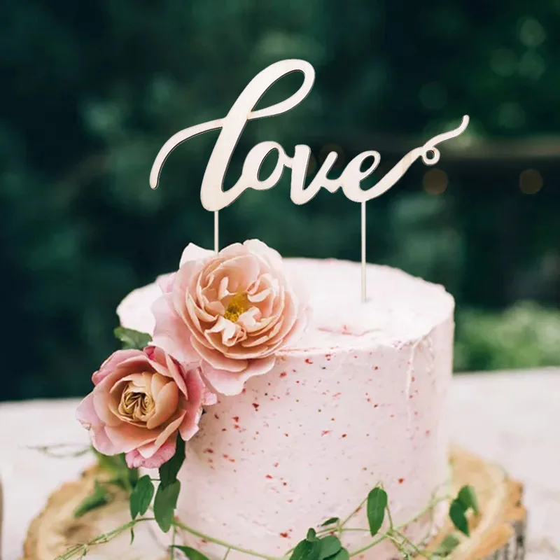 

1Pcs Wedding Cake Topper Wood Mr& Mrs Just Married Rustic Cake Topper DIY Wedding Cake Decorations Engagement Party Supplies