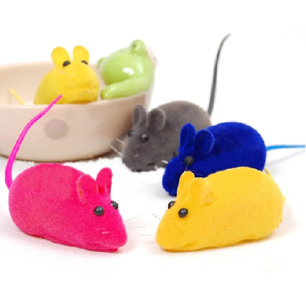 

1PC Pet Cat Flocking Toy Mouse Shape Vocalize Toys Random Color Pet Product ,13.5x2.8cm