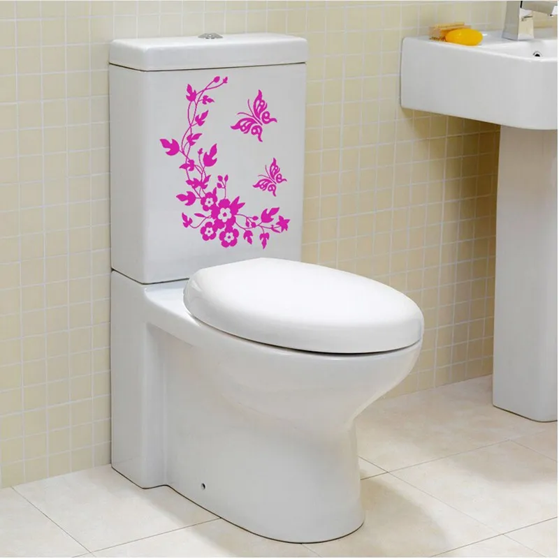 Новый цветок бабочки наклейки для ванной настенные украшения дома туалета