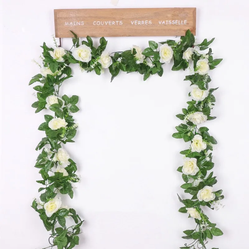 

1 Веревка Роза из искусственного шелка цветы лоза висящий цветок ротанга для украшения стены свадьбы арки