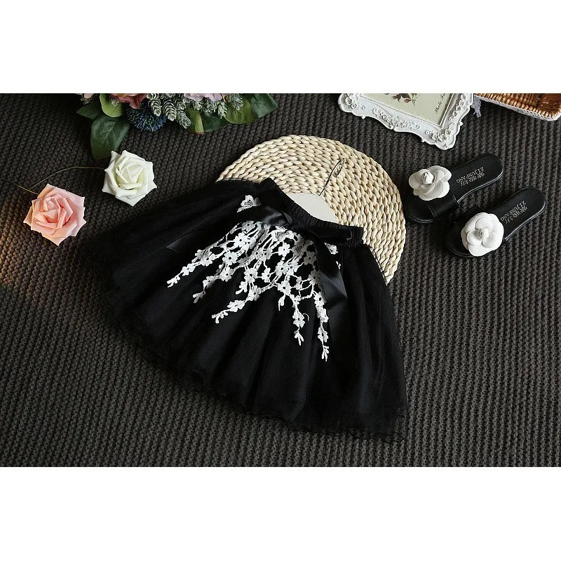Кружевной Костюм для девочек топ без рукавов юбка принцессы платье-пачка костюм