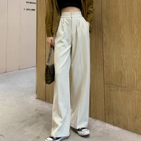 clothing woman pants elastic high waist wide leg pants 2021 new suit pants straight pants korean casual loose pants 48b