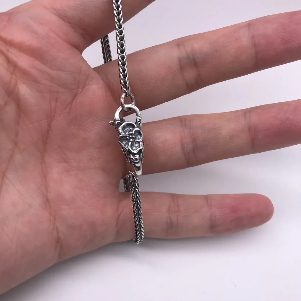 Подлинное 925 пробы серебро с вишневым рисунком замка застежка краб Подходит