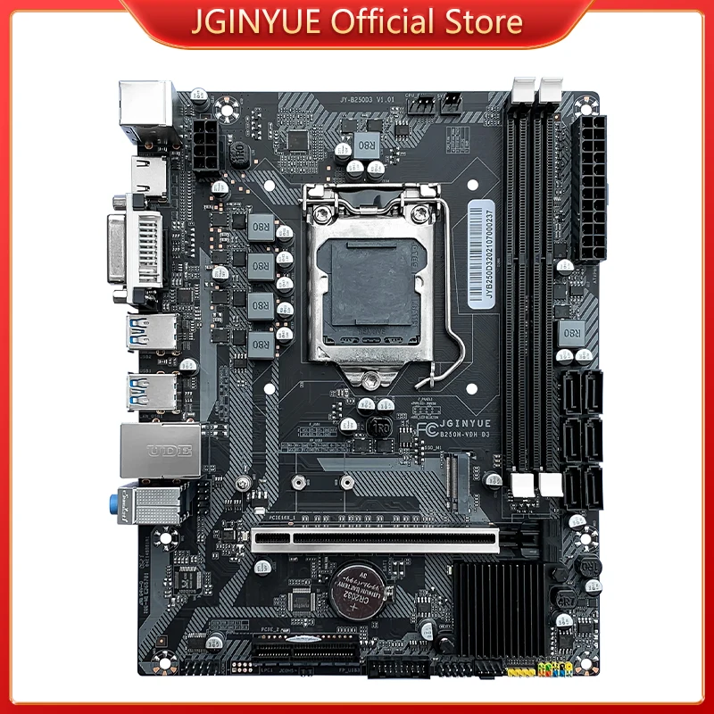 

Материнская плата JGINYUE B365 LGA 1151 с поддержкой Intel Core/Pentium i3/i5/i7 6th/7th/8th/9th ЦП DDR3 1333/1600 МГц памяти B365M-VDH D3