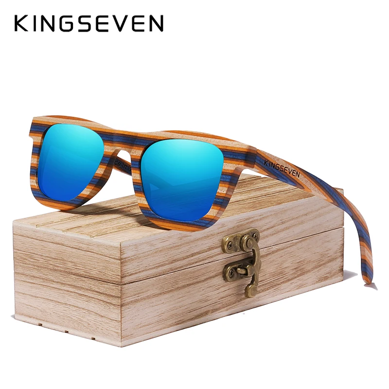 Солнцезащитные очки KINGSEVEN с цветной деревянной оправой для мужчин и женщин