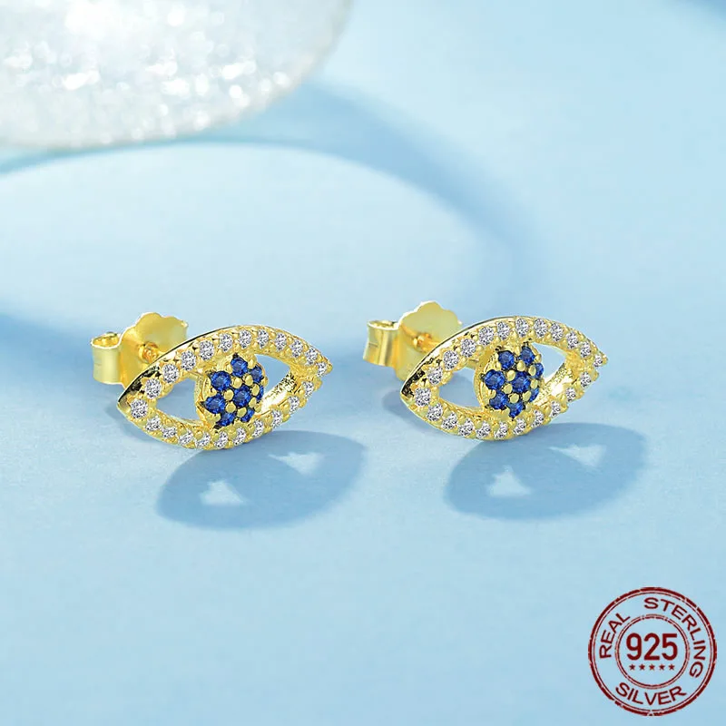 TONGZHE турецкие серьги гвоздики в виде счастливого глаза из стерлингового серебра