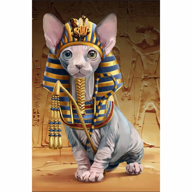 Картина маслом Ренессанс кошка мозаика из страз квадратная круглая вышивка