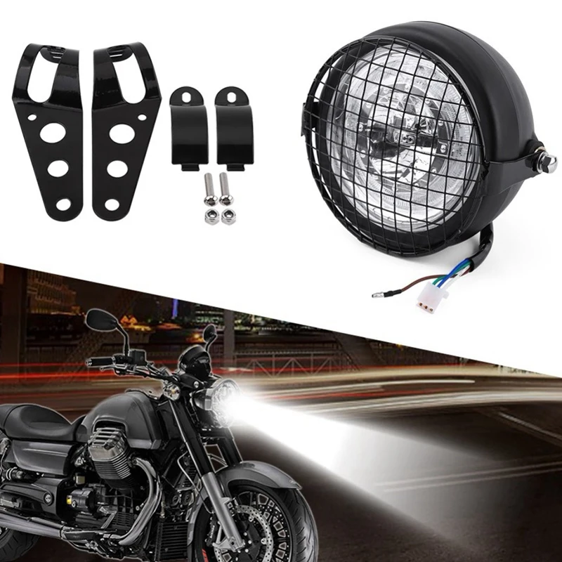 Универсальная передняя фара мотоцикла 6 5 дюйма + сетчатый абажур для CG125 GN125 Cafe Racer