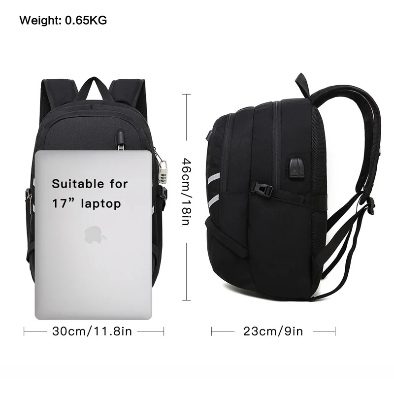 Мужской Дорожный рюкзак с защитой от кражи черный водонепроницаемый деловой