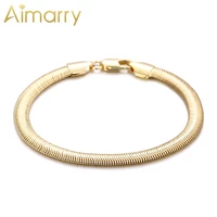 aimarry 925 sterling silver 18k gold 6mm flat snake chain bracelet for women men party gifts wedding fashion jewelry