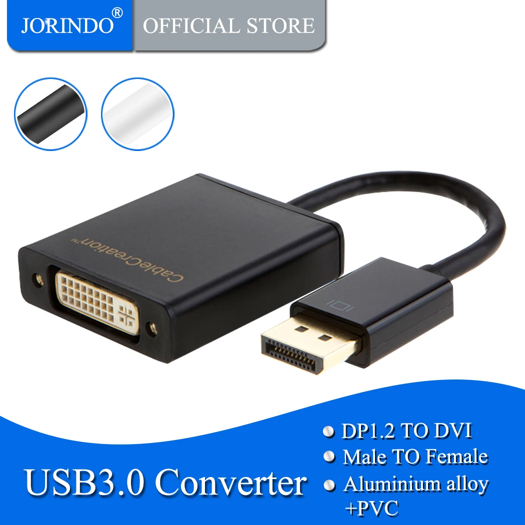 Переходный кабель DP-DVI jorinдо DisplayPort-DVI DP штекер-гнездо DVI со встроенным чипсетом IC