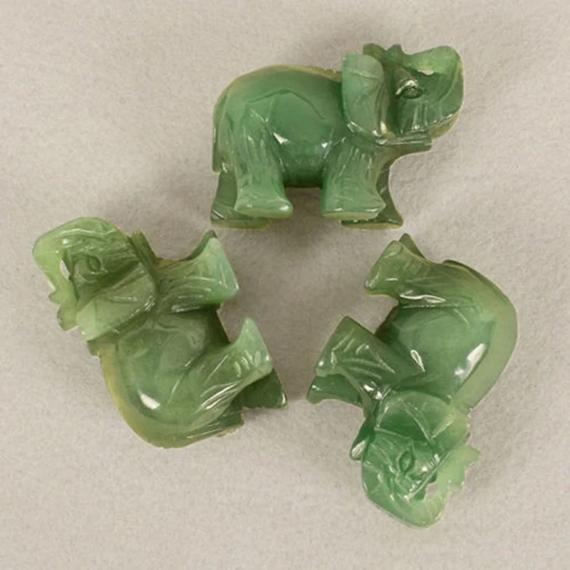 

Handmade Carved Tangling Jade Elephant Gemstone Natural Crystal Figurine Ornaments