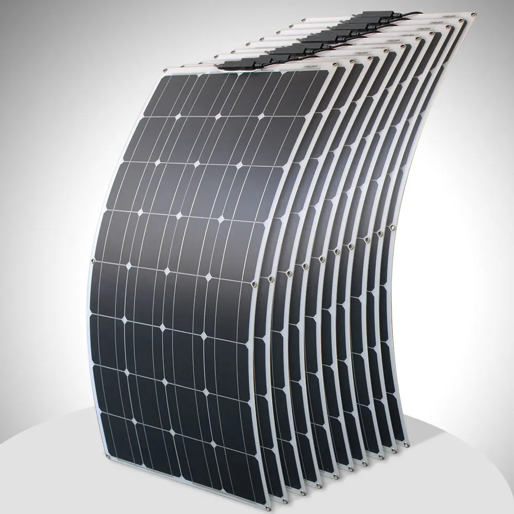 Carregador para rv Painel Solar Flexível 24v 100w Bateria Monocristalina Carro Elétrico Acampamento Iate 1000w 12v