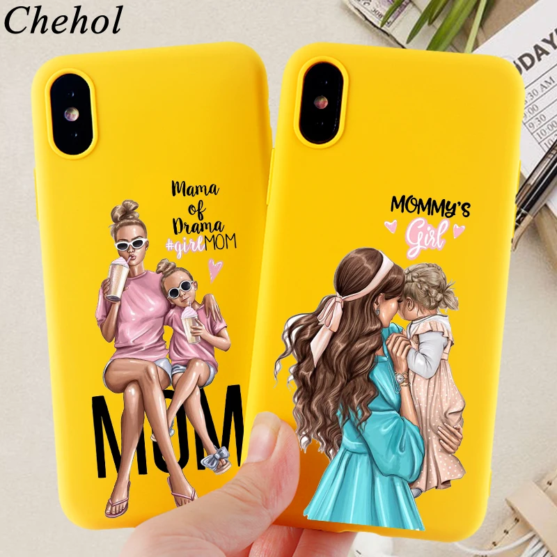 Чехол для Телефона IPhone 12 11 pro X XS MAX XR 8 7 6s Plus чехлы мамы и дочки мягкий силиконовый